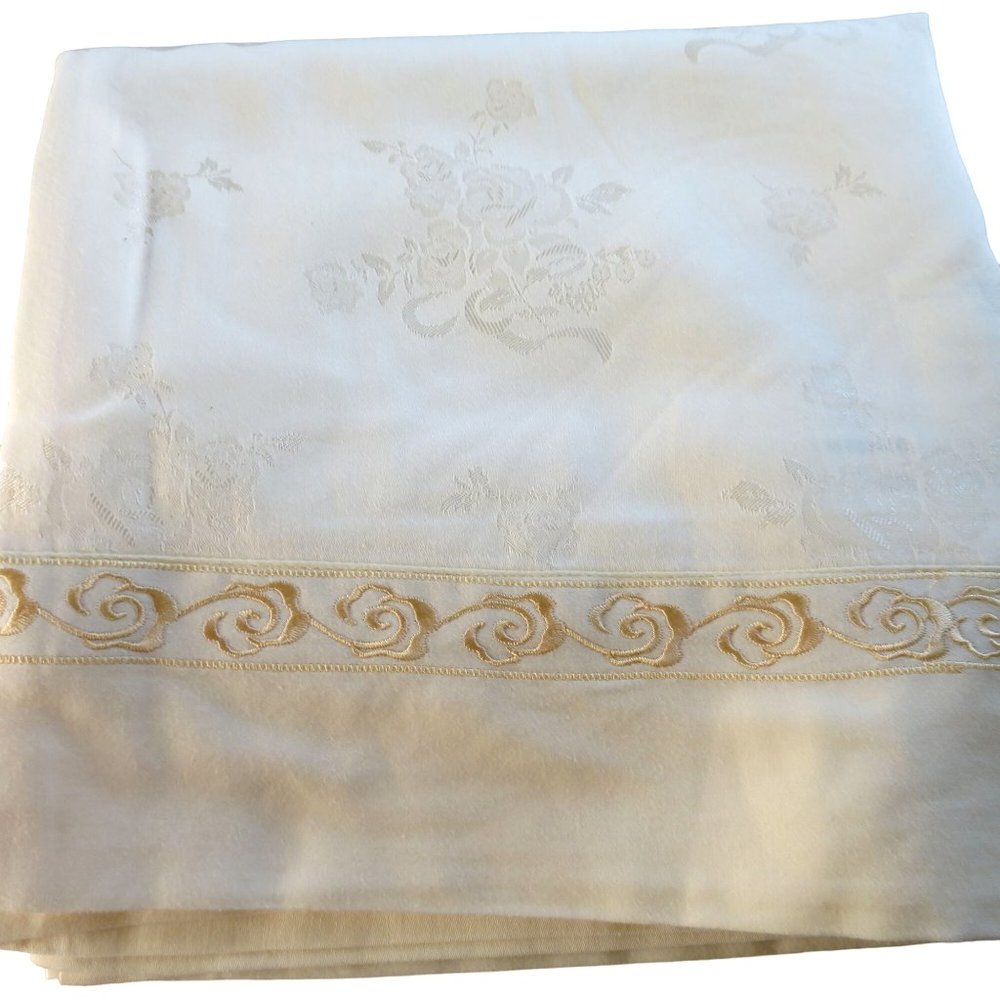 New Miss Ying Pale Yellow Brocade Pillowcases 2 Queen 20" x 32" Cotton